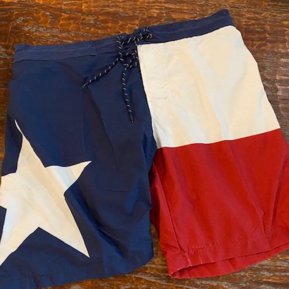 Bundle 2 * TEXAS FLAG SWIM TRUNKS (9-1/2" inseam) + NEW s/s drip dry BLUE TEE XL - Picture 2 of 8